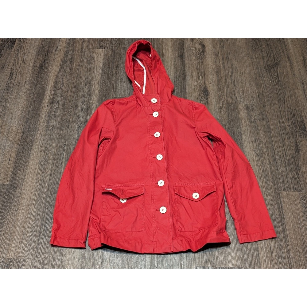 Lacoste LIVE! Red Hooded Button Front Jacket Women's Size S